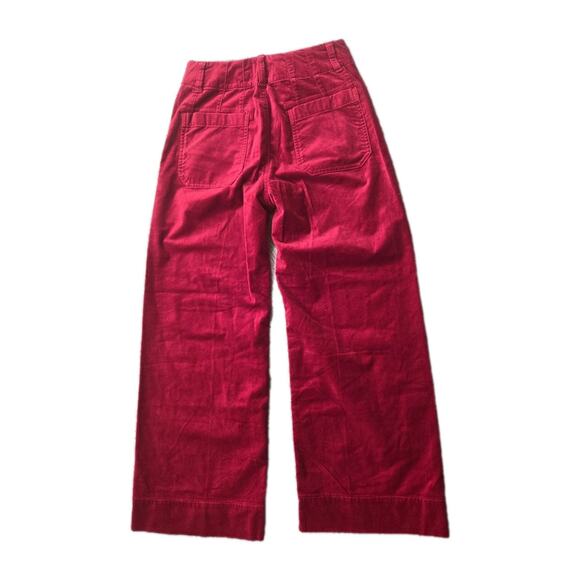 Anthropologie Maeve Colette Velvet Wide-Leg Pants Trousers Crop Red Size 26 - Picture 9 of 9